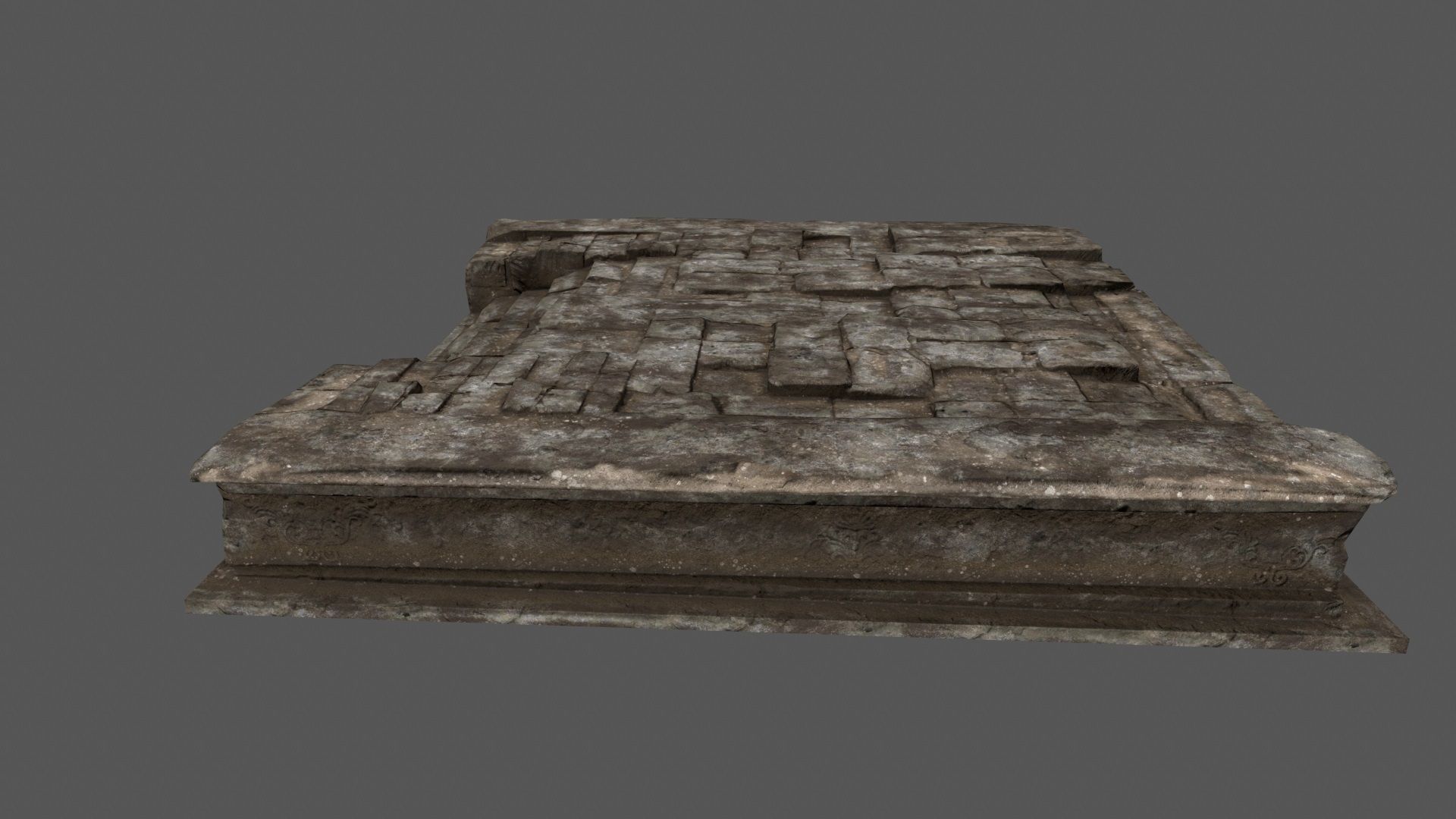 Stairs stone slab Low-poly 3D model_7