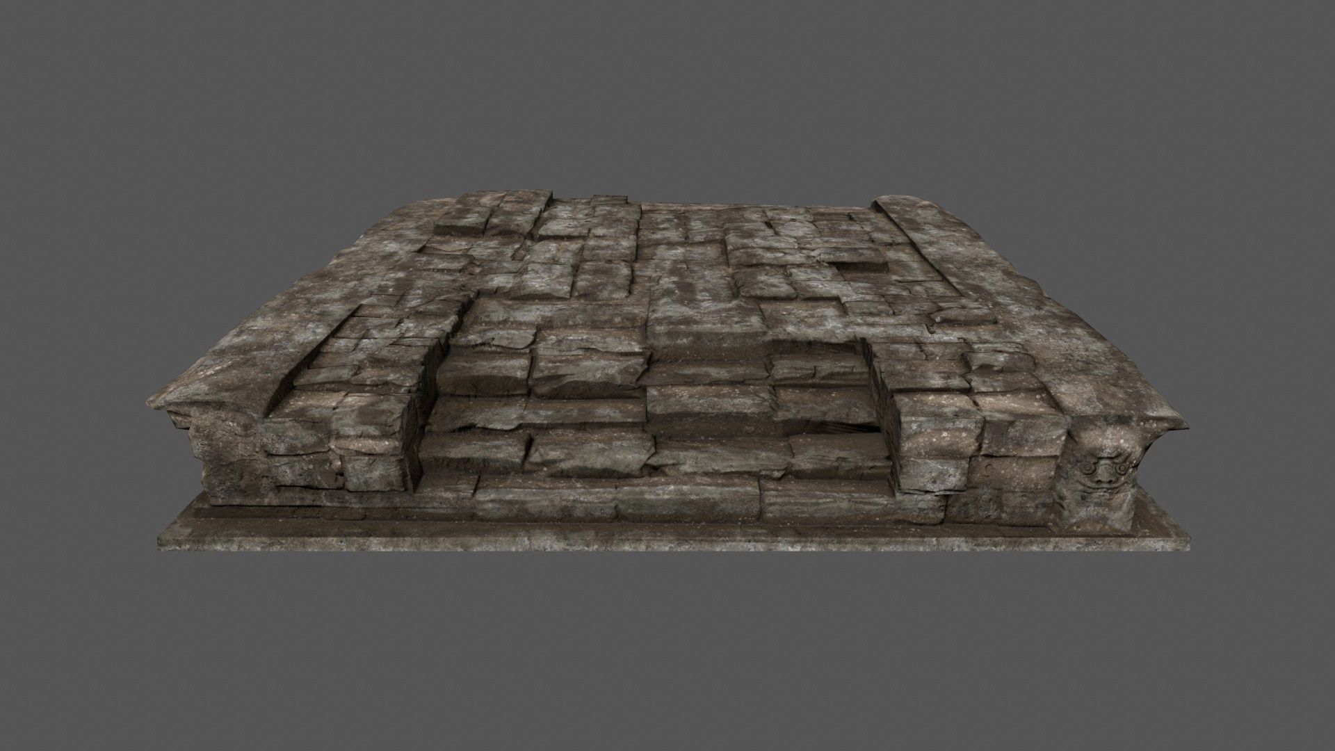 Stairs stone slab Low-poly 3D model_1