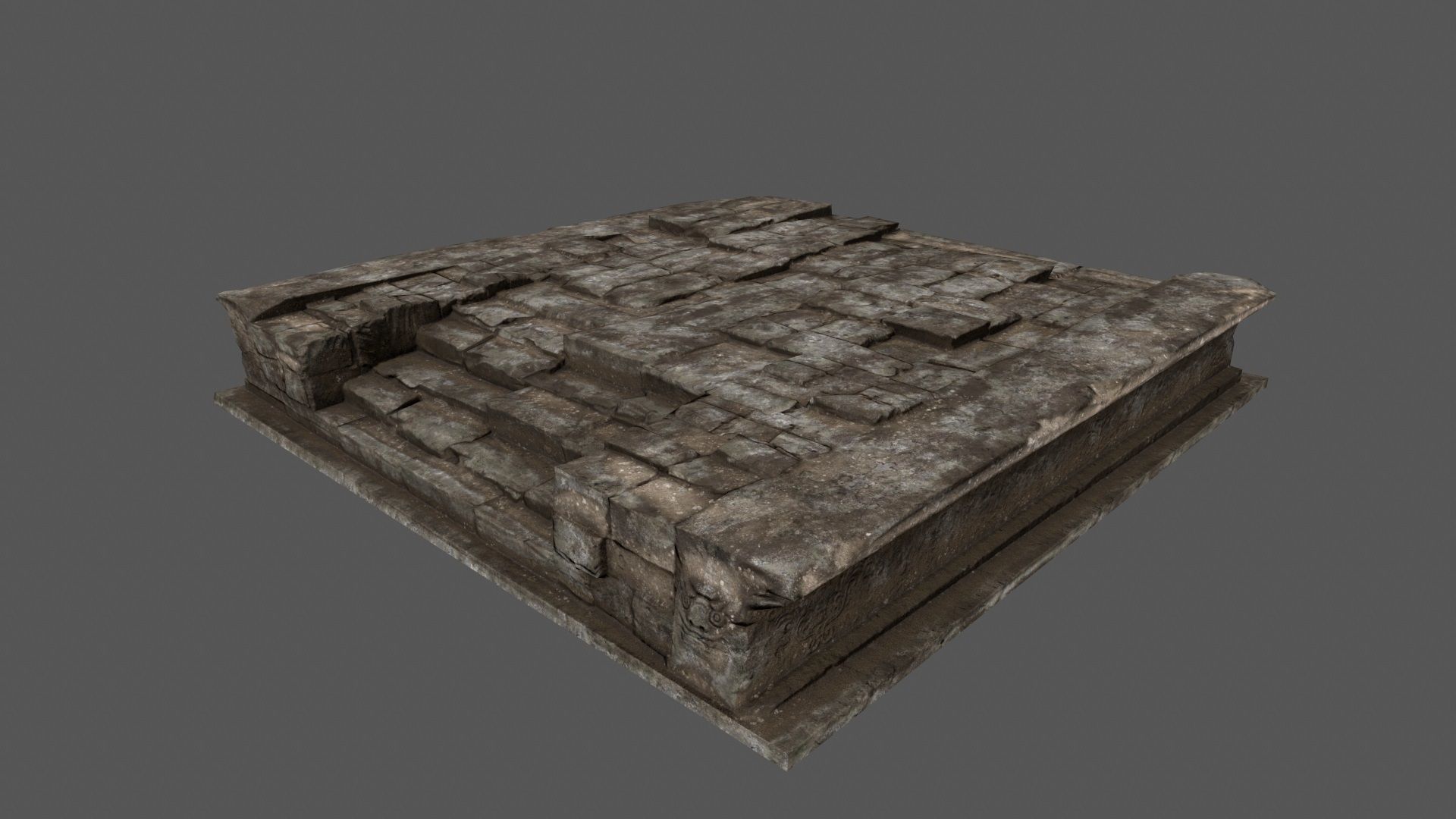 Stairs stone slab Low-poly 3D model_8