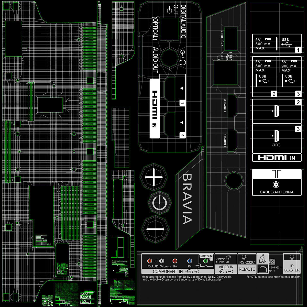 Sony X800E TV 3D model_29