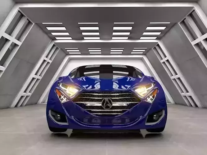 3d Card Model car in futuristic setting Free low-poly 3D model