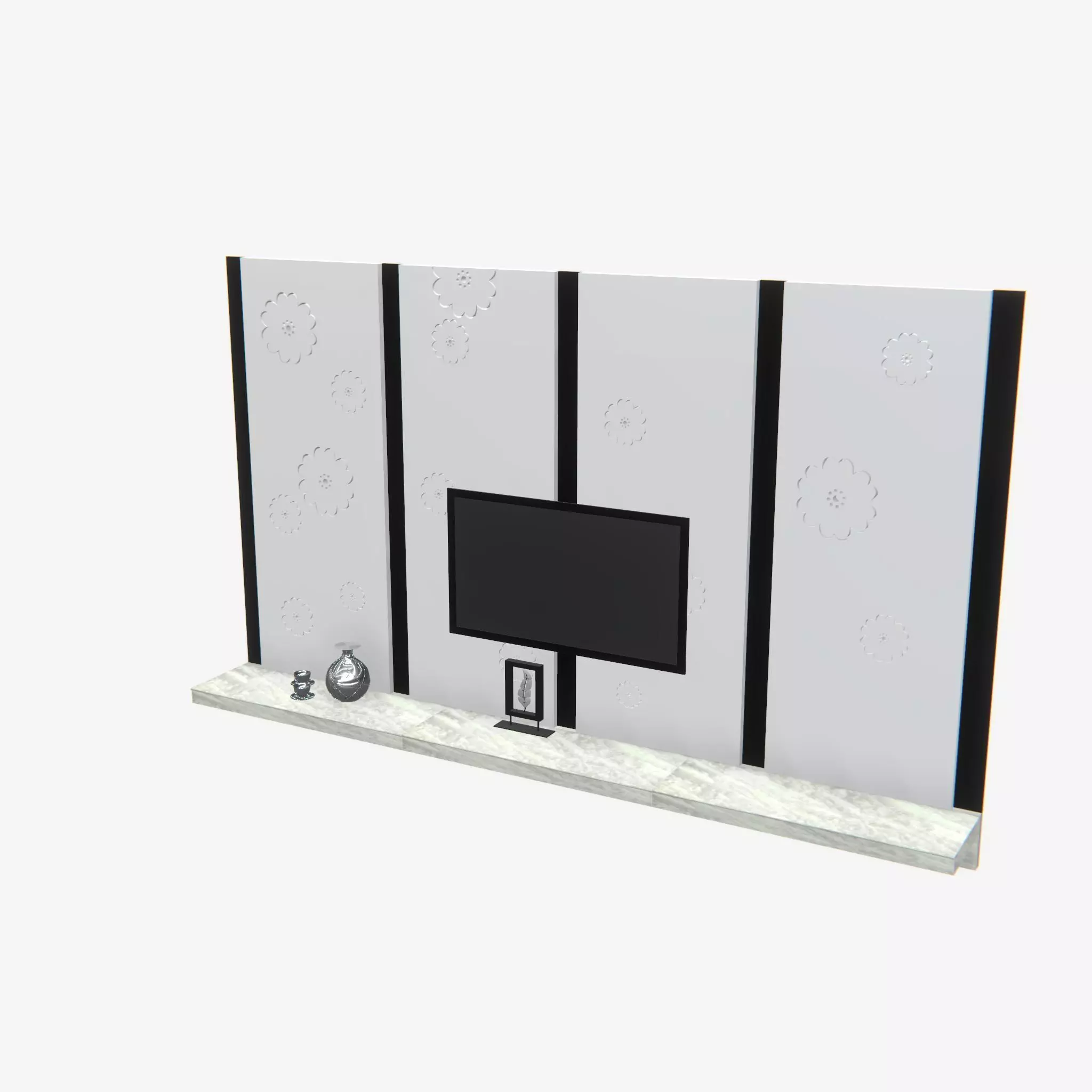 Deco TV Wall PBR 3D model_0