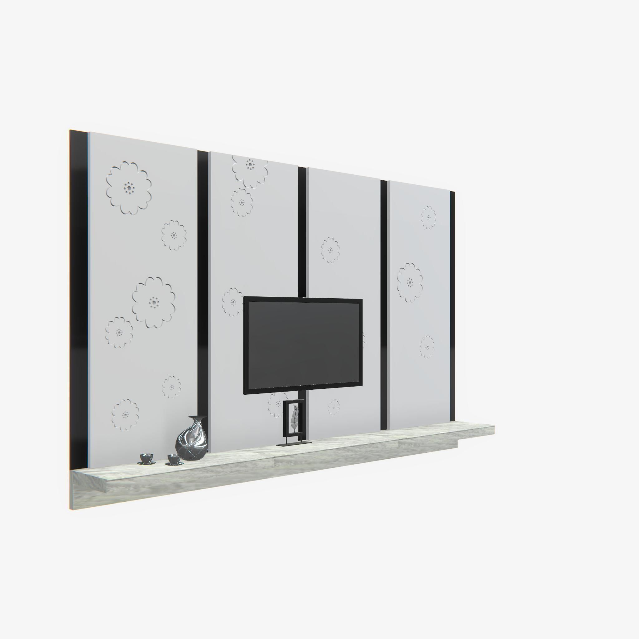 Deco TV Wall PBR 3D model_1