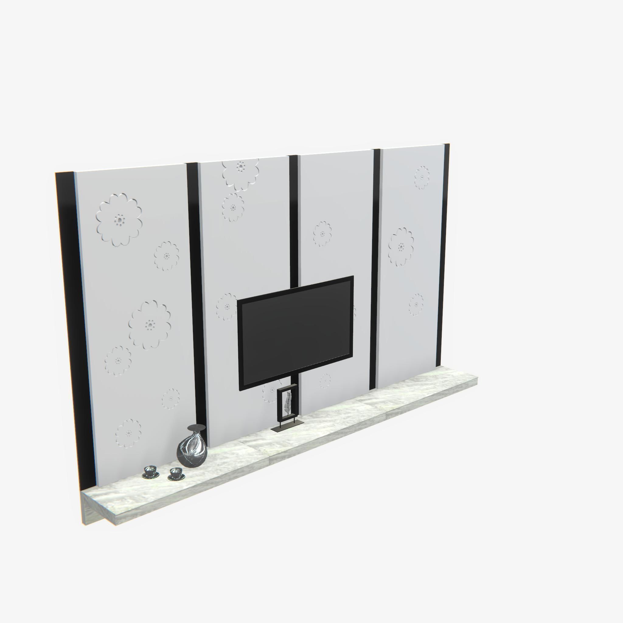 Deco TV Wall PBR 3D model_2