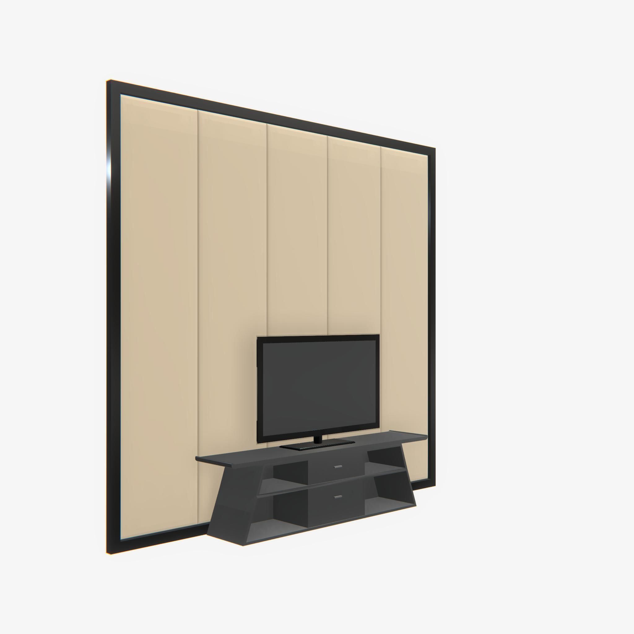 Deco TV Wall PBR 3D model_1