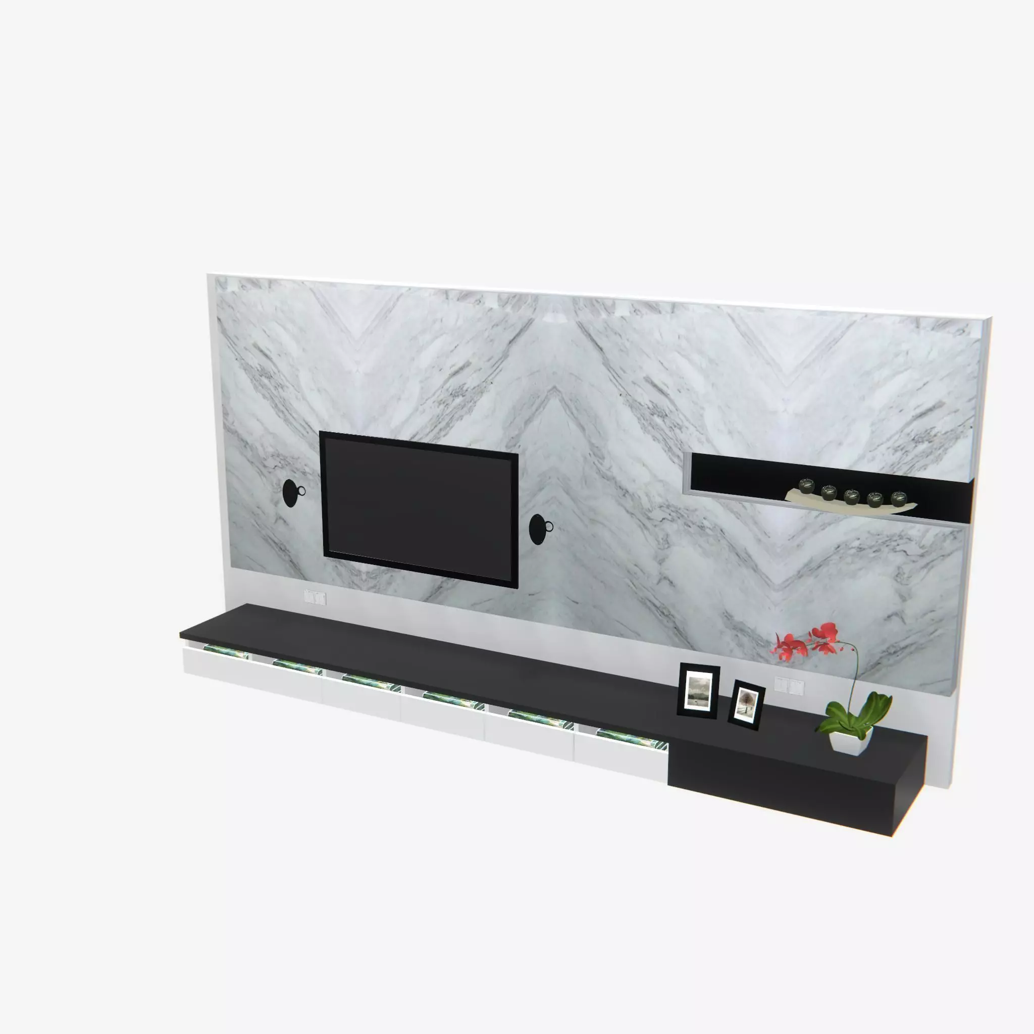 Deco TV Wall PBR 3D model_0