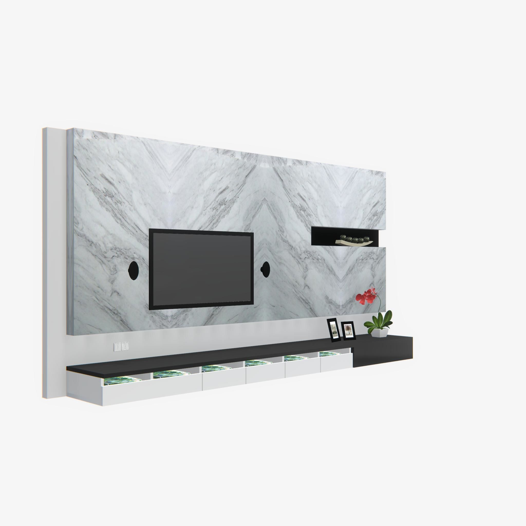 Deco TV Wall PBR 3D model_1