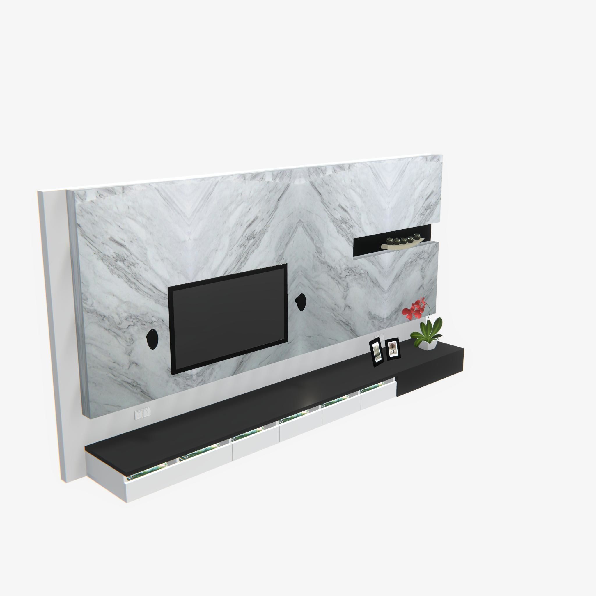 Deco TV Wall PBR 3D model_2