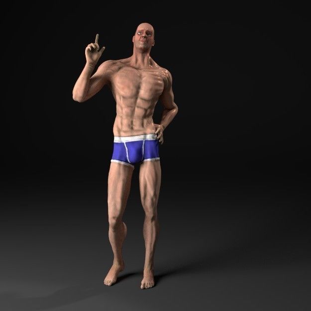 Man in Underwear 3D model_3