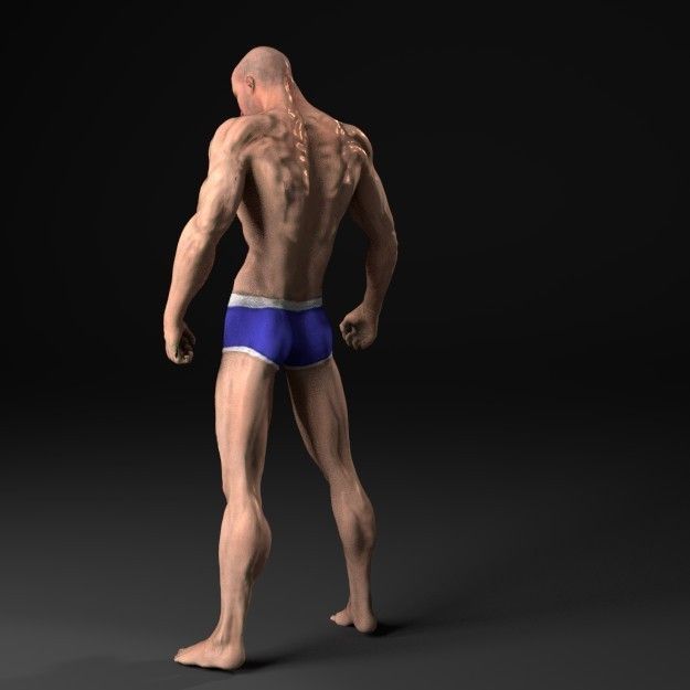 Man in Underwear 3D model_10