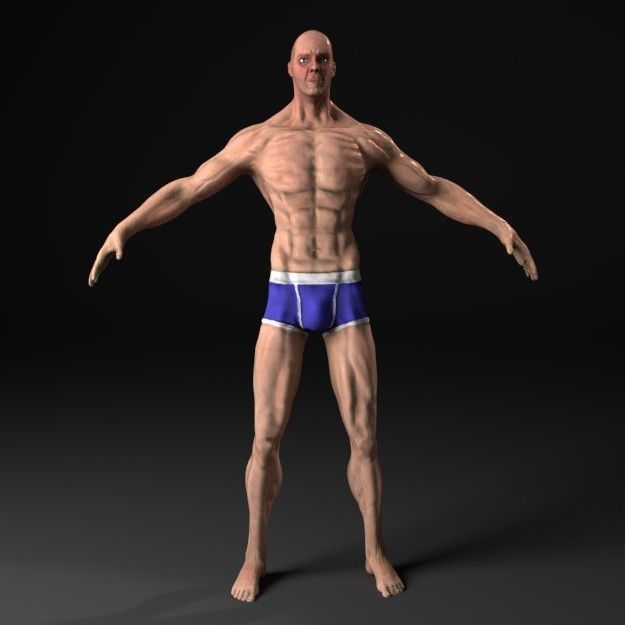 Man in Underwear 3D model_7