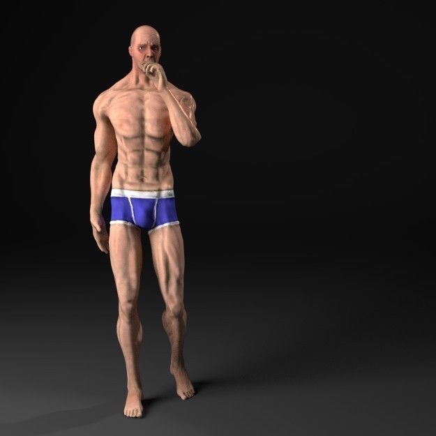 Man in Underwear 3D model_1