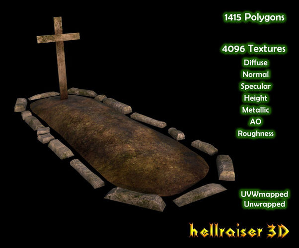 Soil Grave - 1 - PBR - Textured Low-poly 3D model