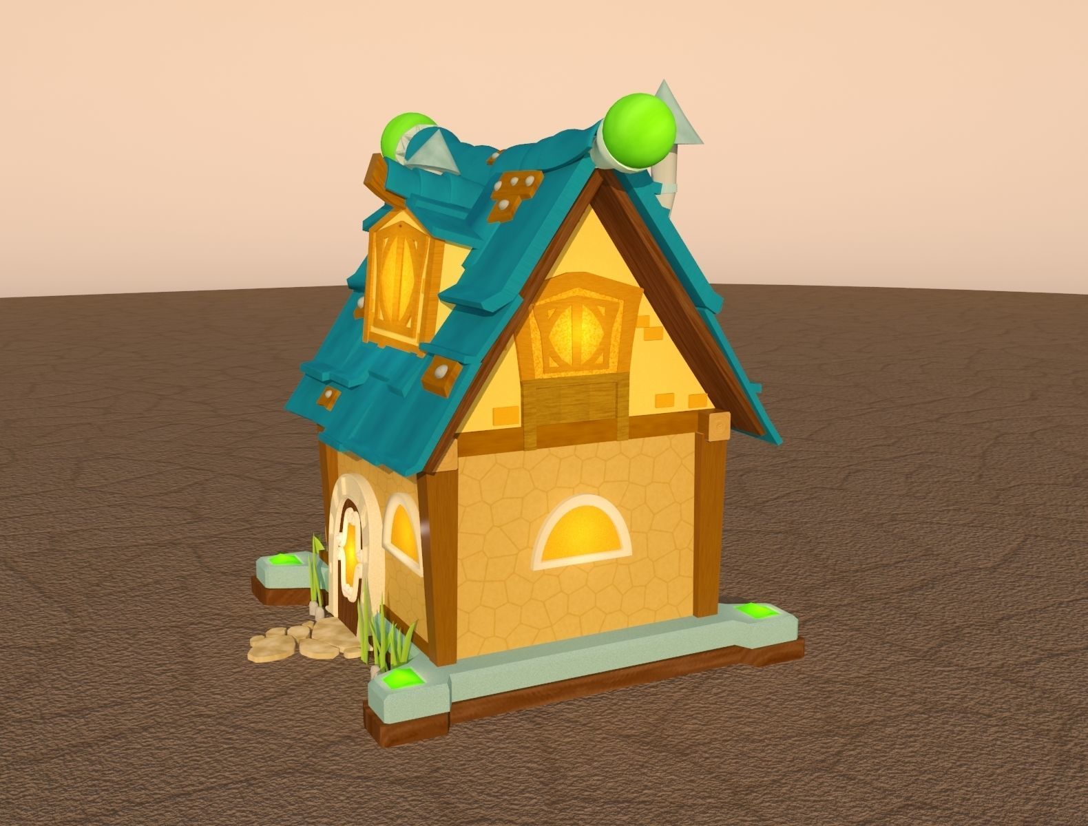 Cartoon lodge Free low-poly 3D model_8