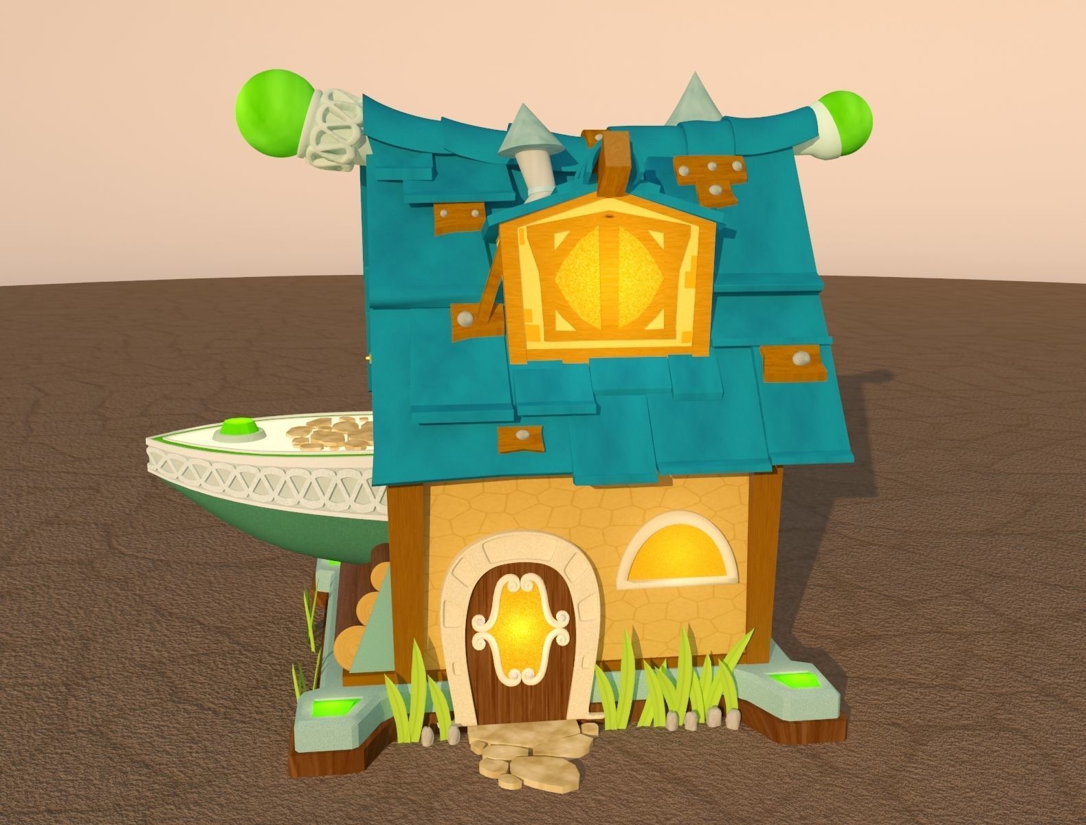 Cartoon lodge Free low-poly 3D model_4