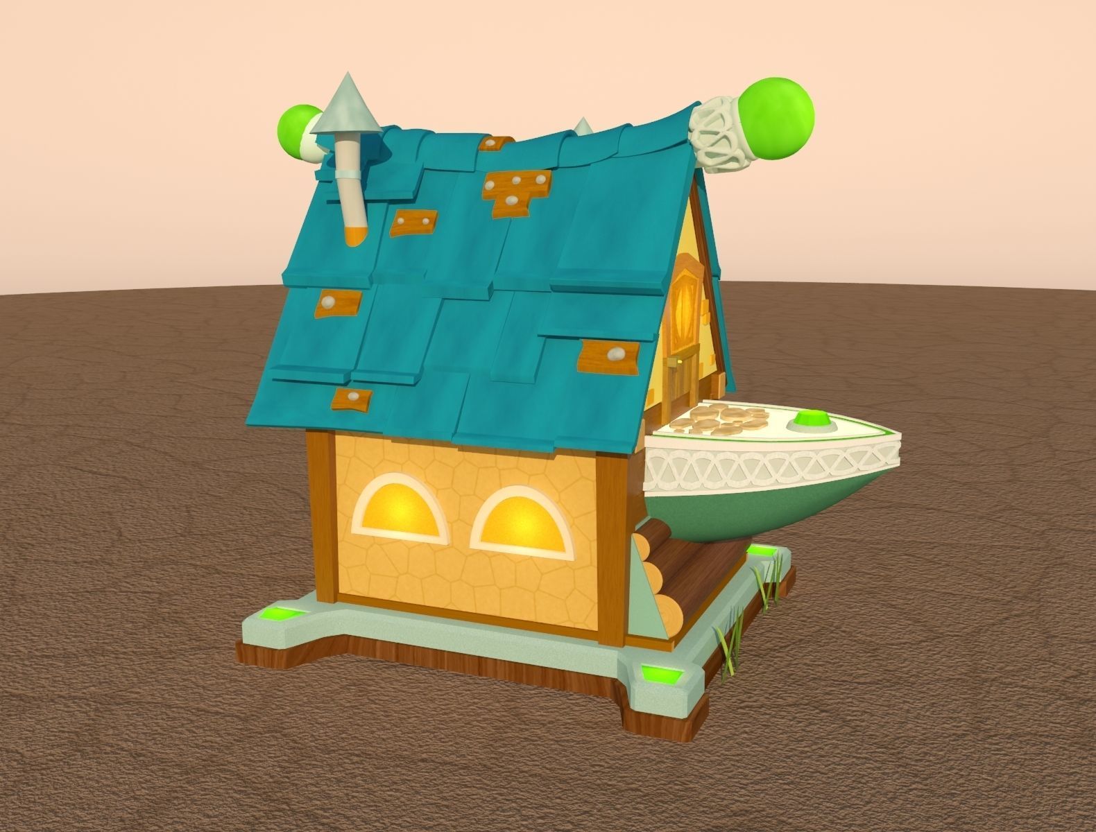 Cartoon lodge Free low-poly 3D model_10