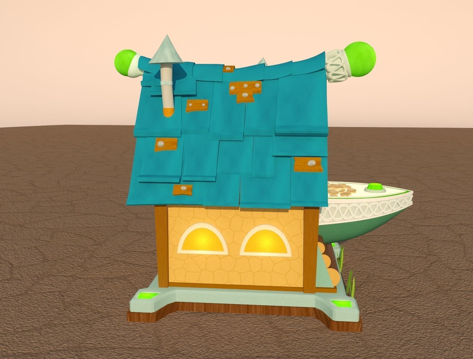 Cartoon lodge Free low-poly 3D model_11
