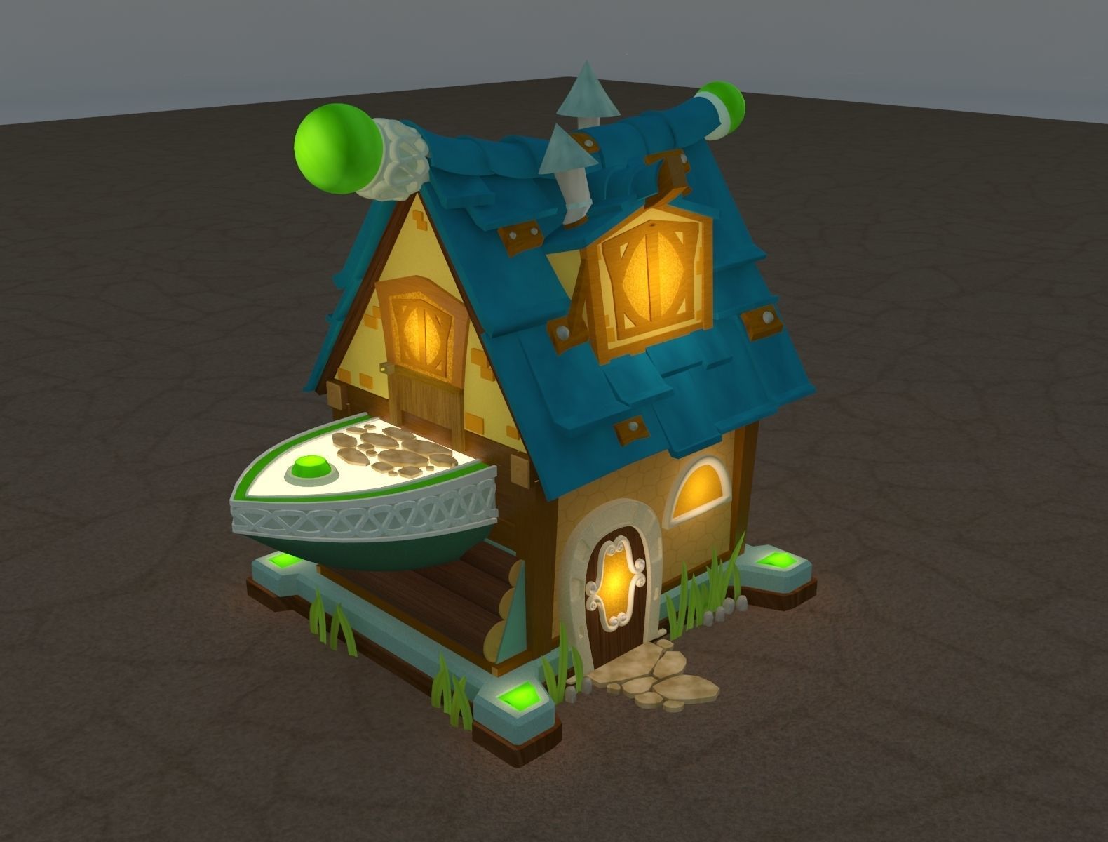 Cartoon lodge Free low-poly 3D model_5