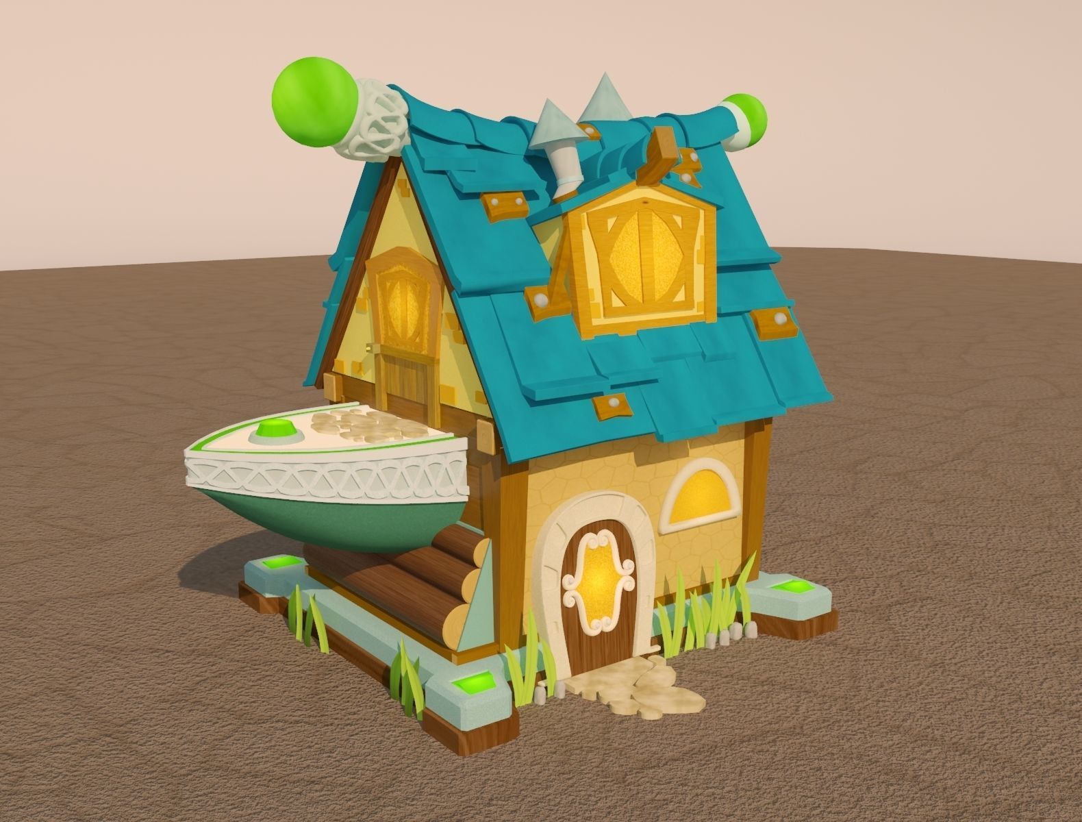Cartoon lodge Free low-poly 3D model_2
