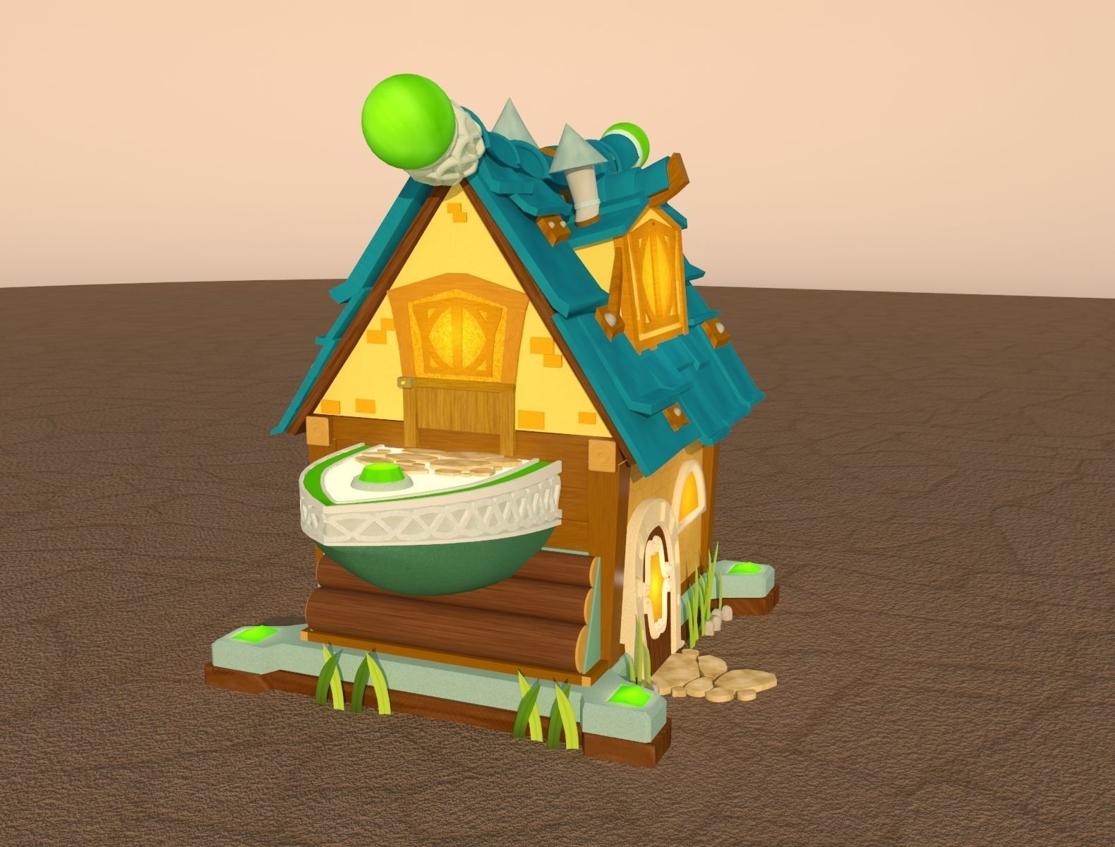 Cartoon lodge Free low-poly 3D model_7