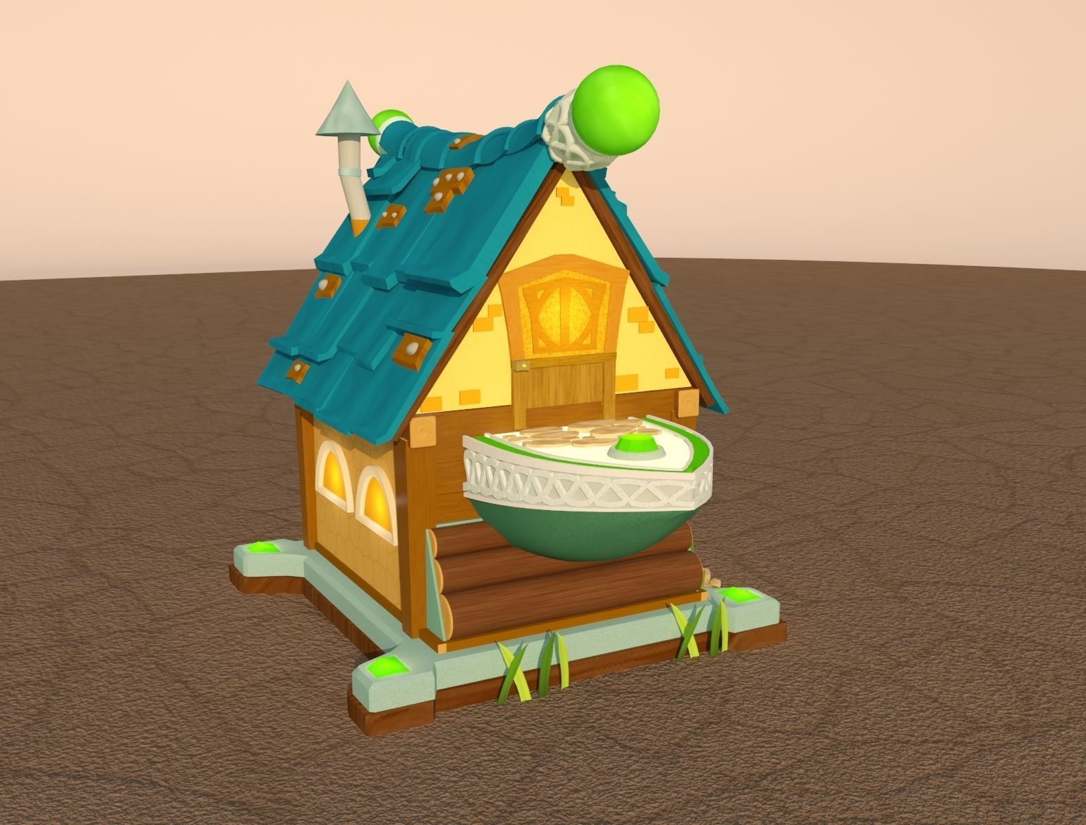 Cartoon lodge Free low-poly 3D model_3