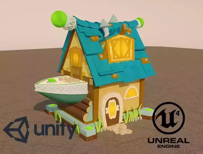 Cartoon lodge Free low-poly 3D model
