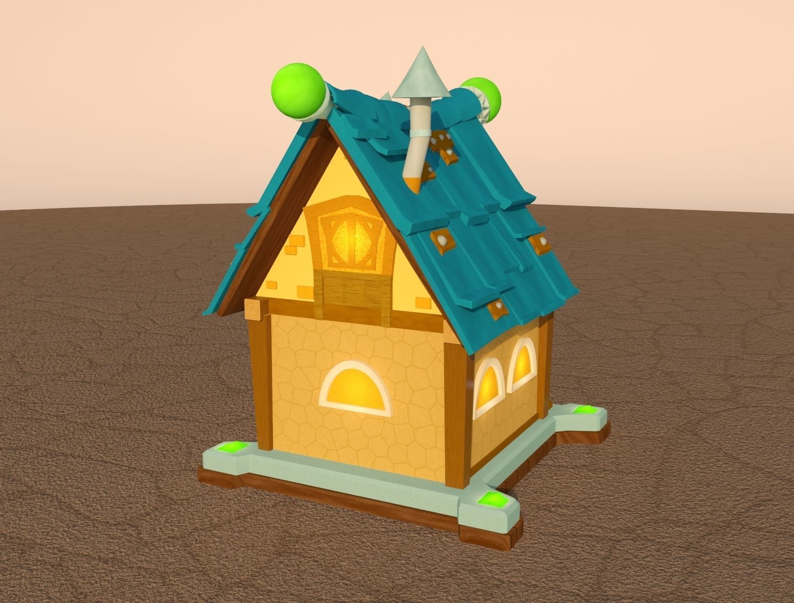 Cartoon lodge Free low-poly 3D model_9