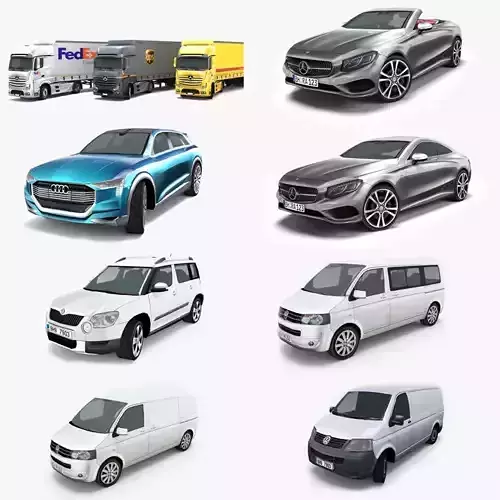 10 - City cars models 3D model Low-poly 3D model