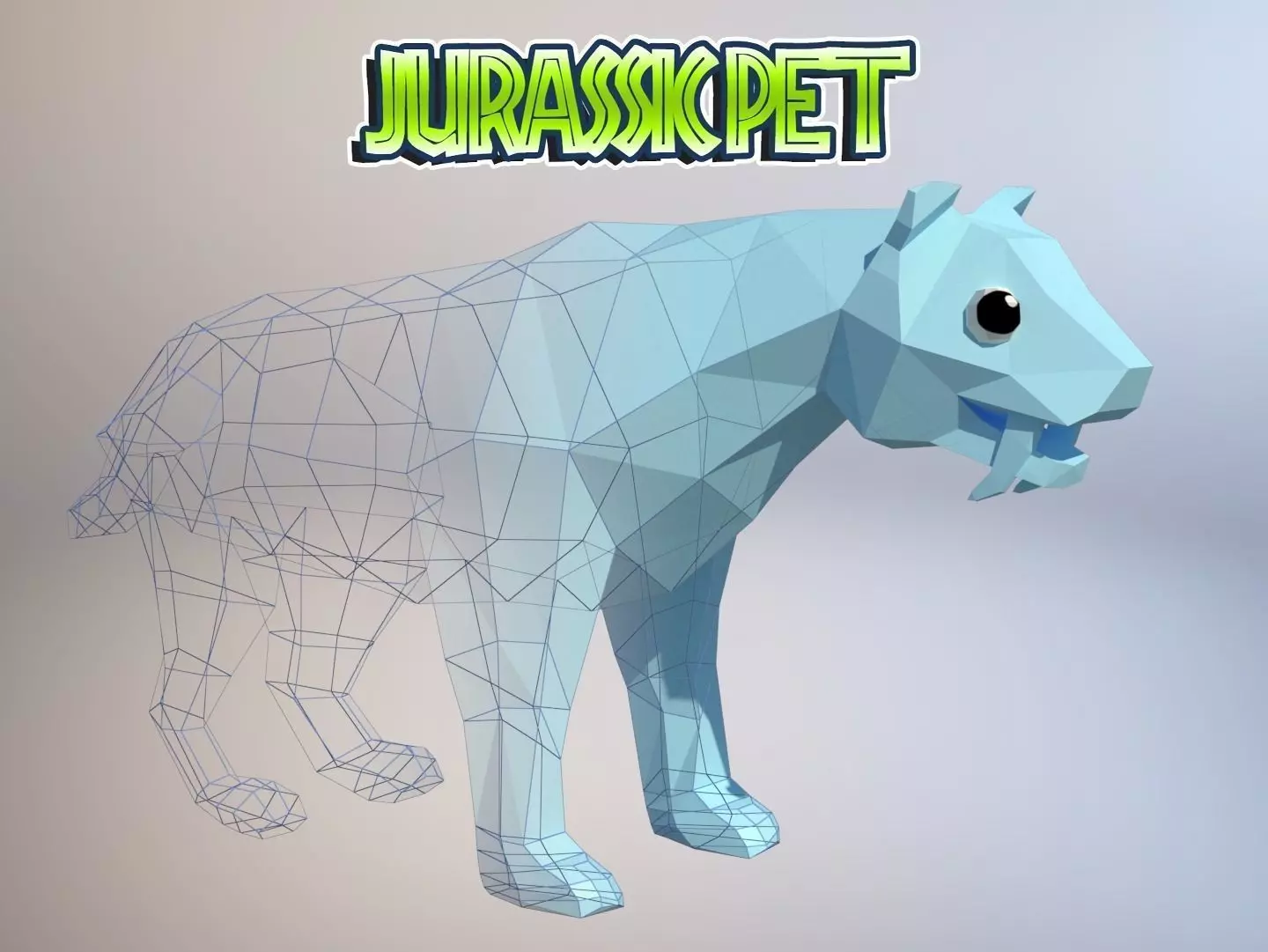 Saber toothed tiger Low-poly 3D model_0