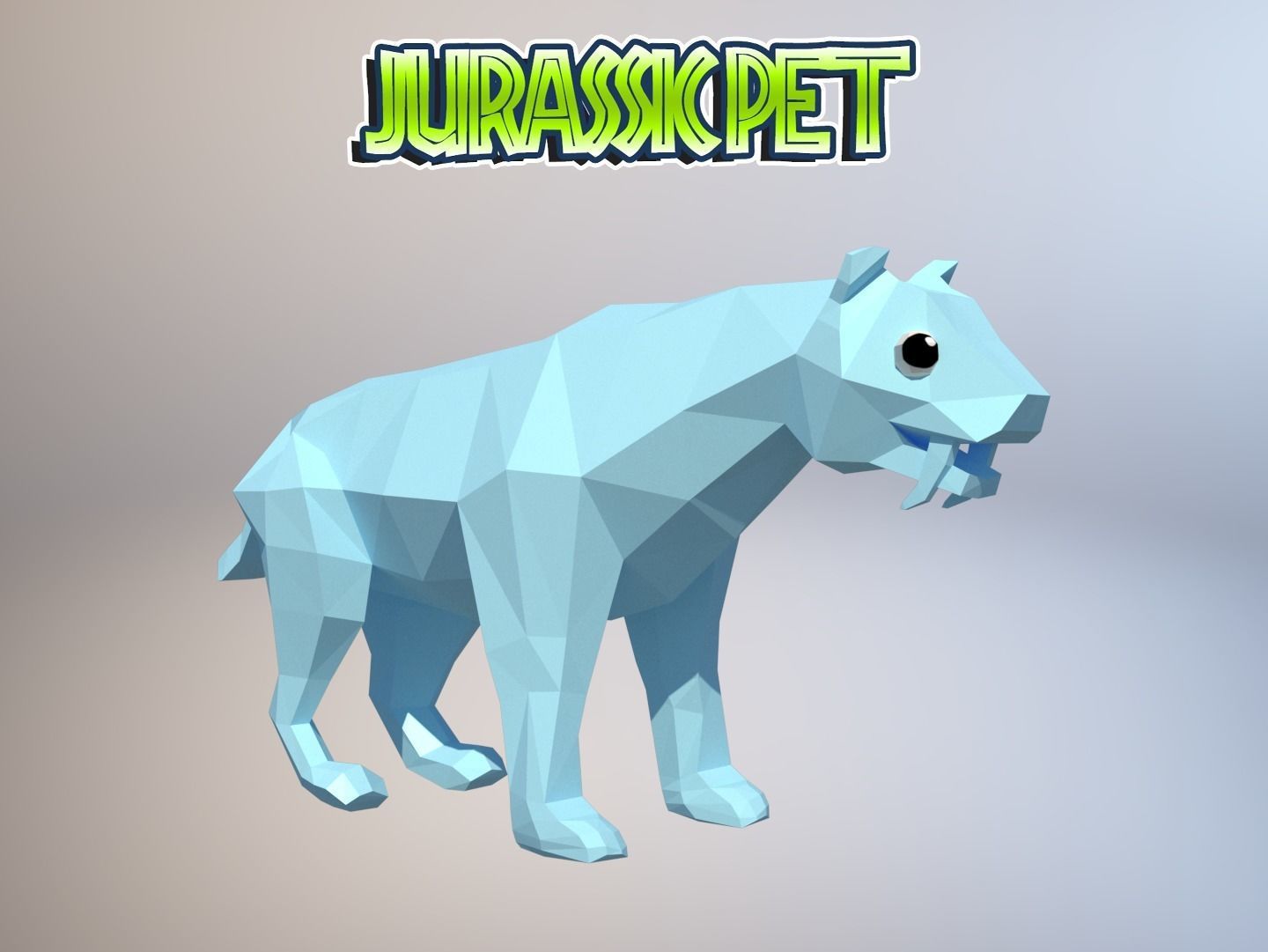 Saber toothed tiger Low-poly 3D model_4