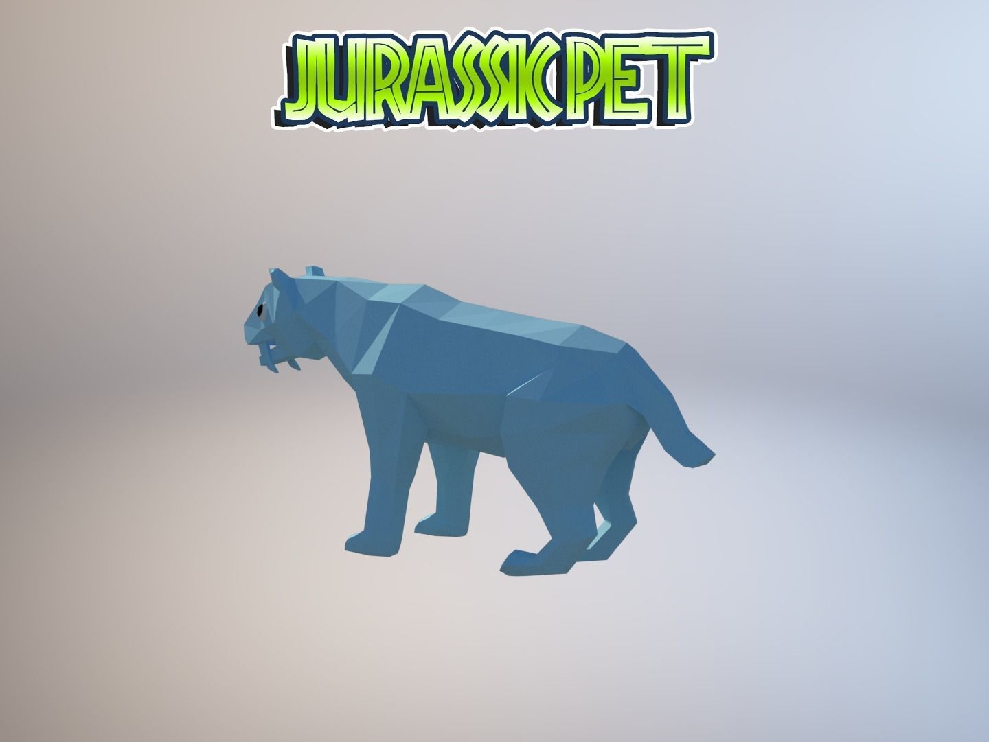 Saber toothed tiger Low-poly 3D model_8