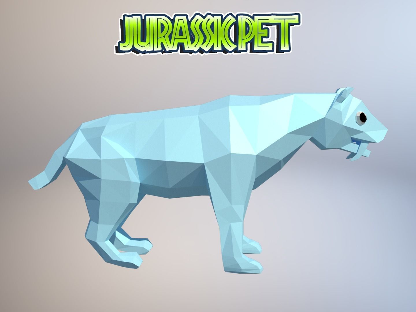 Saber toothed tiger Low-poly 3D model_3