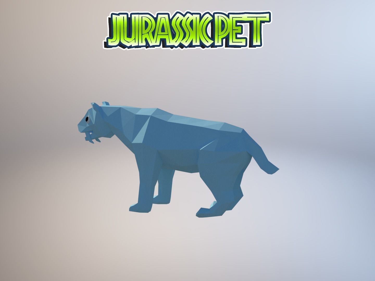 Saber toothed tiger Low-poly 3D model_7