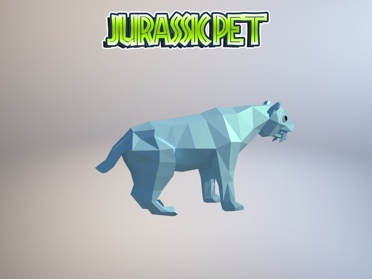 Saber toothed tiger Low-poly 3D model_18