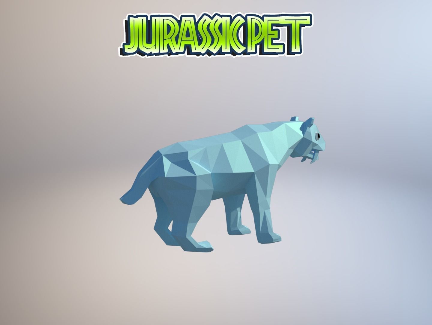 Saber toothed tiger Low-poly 3D model_17
