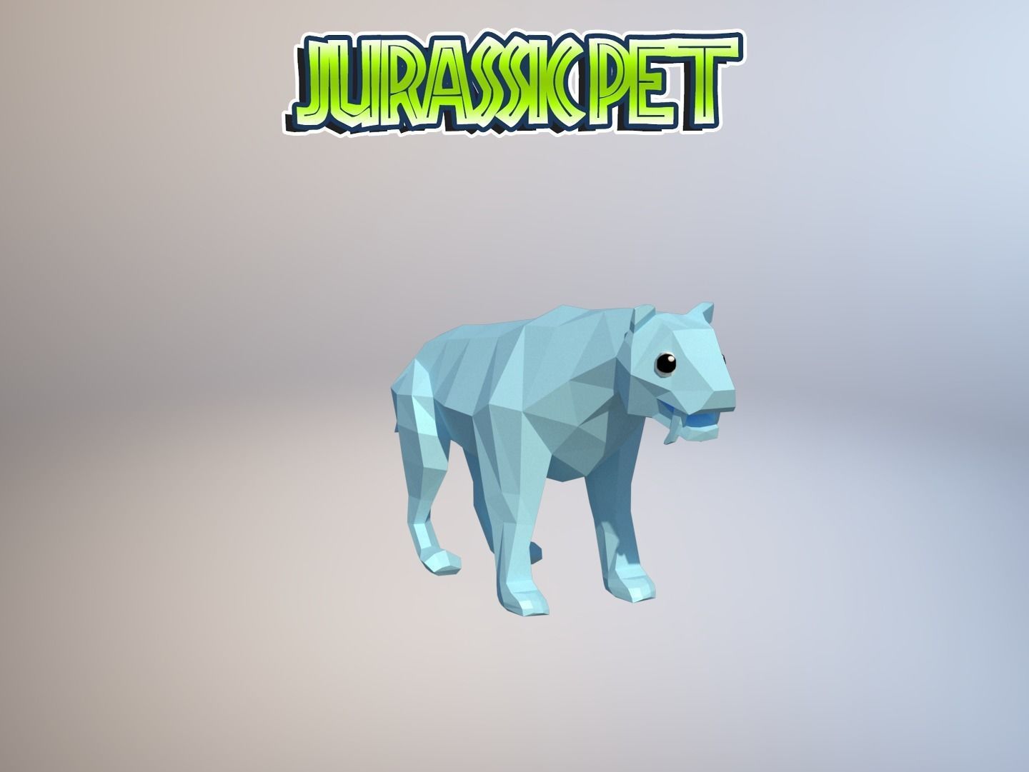 Saber toothed tiger Low-poly 3D model_25
