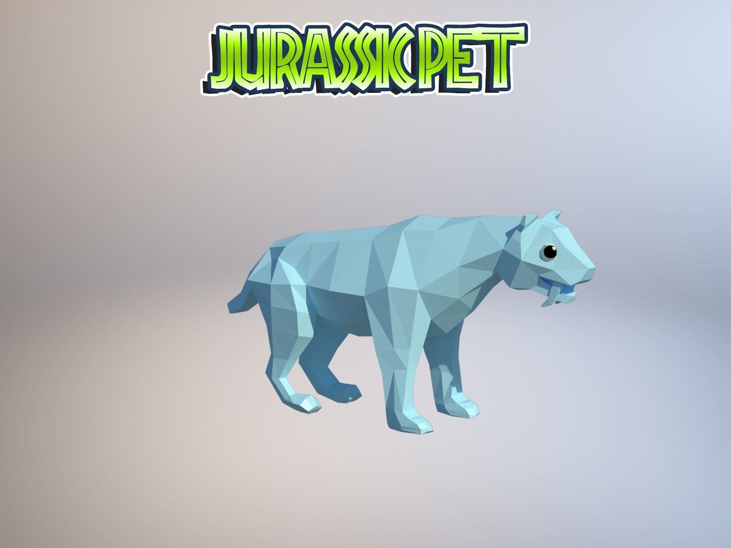 Saber toothed tiger Low-poly 3D model_23