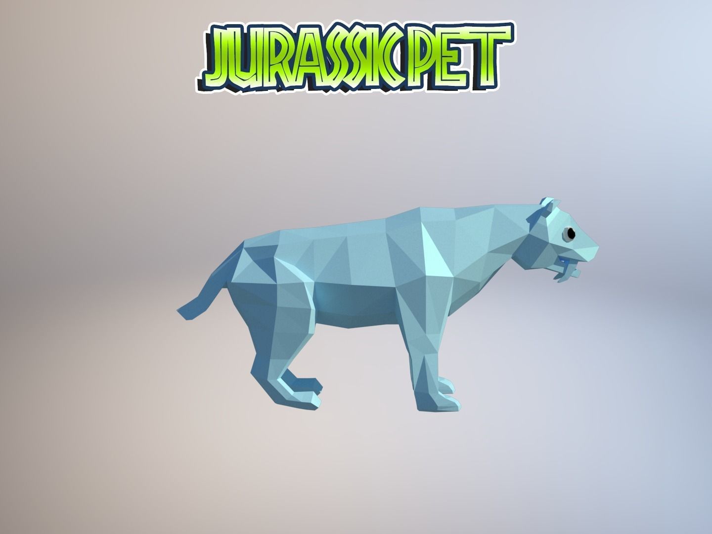 Saber toothed tiger Low-poly 3D model_20