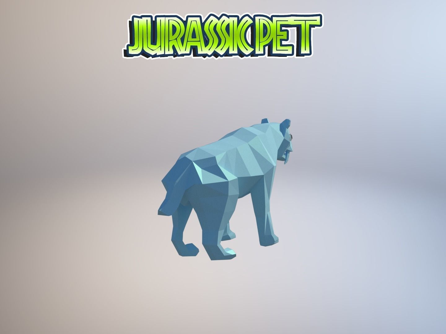 Saber toothed tiger Low-poly 3D model_15