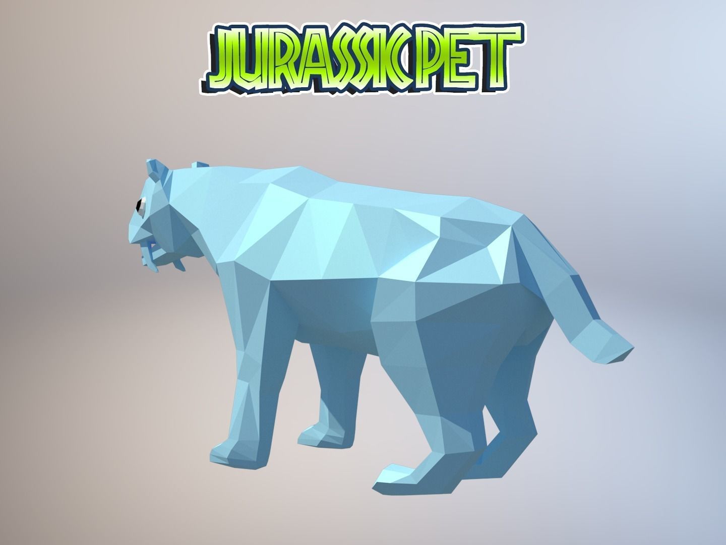 Saber toothed tiger Low-poly 3D model_1