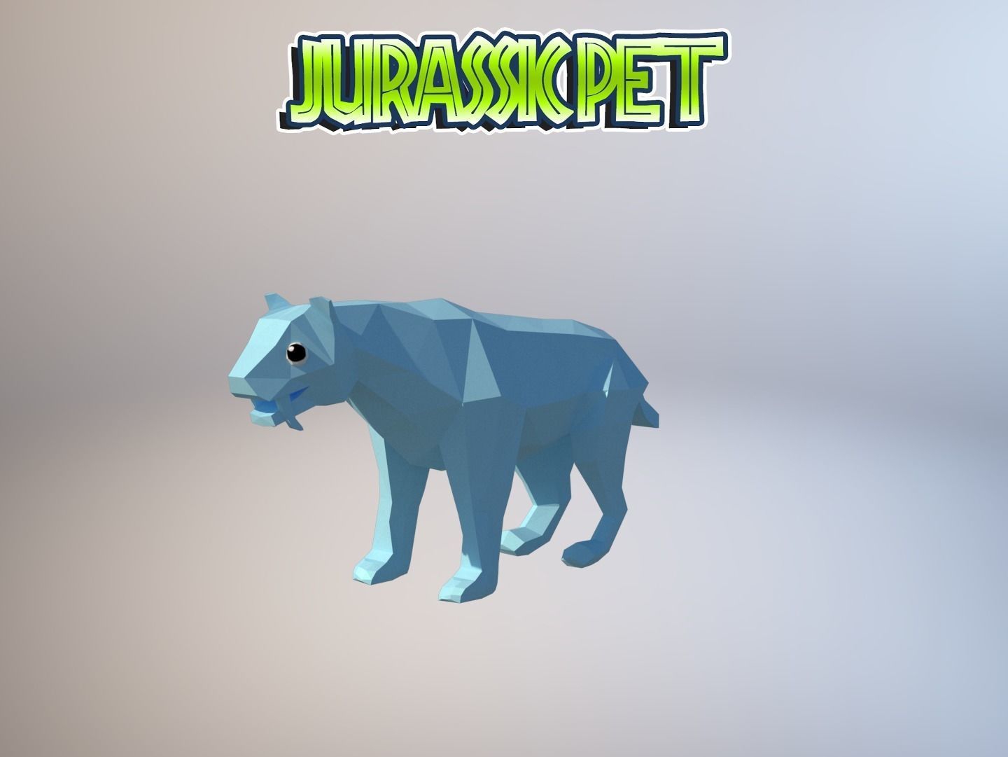 Saber toothed tiger Low-poly 3D model_31