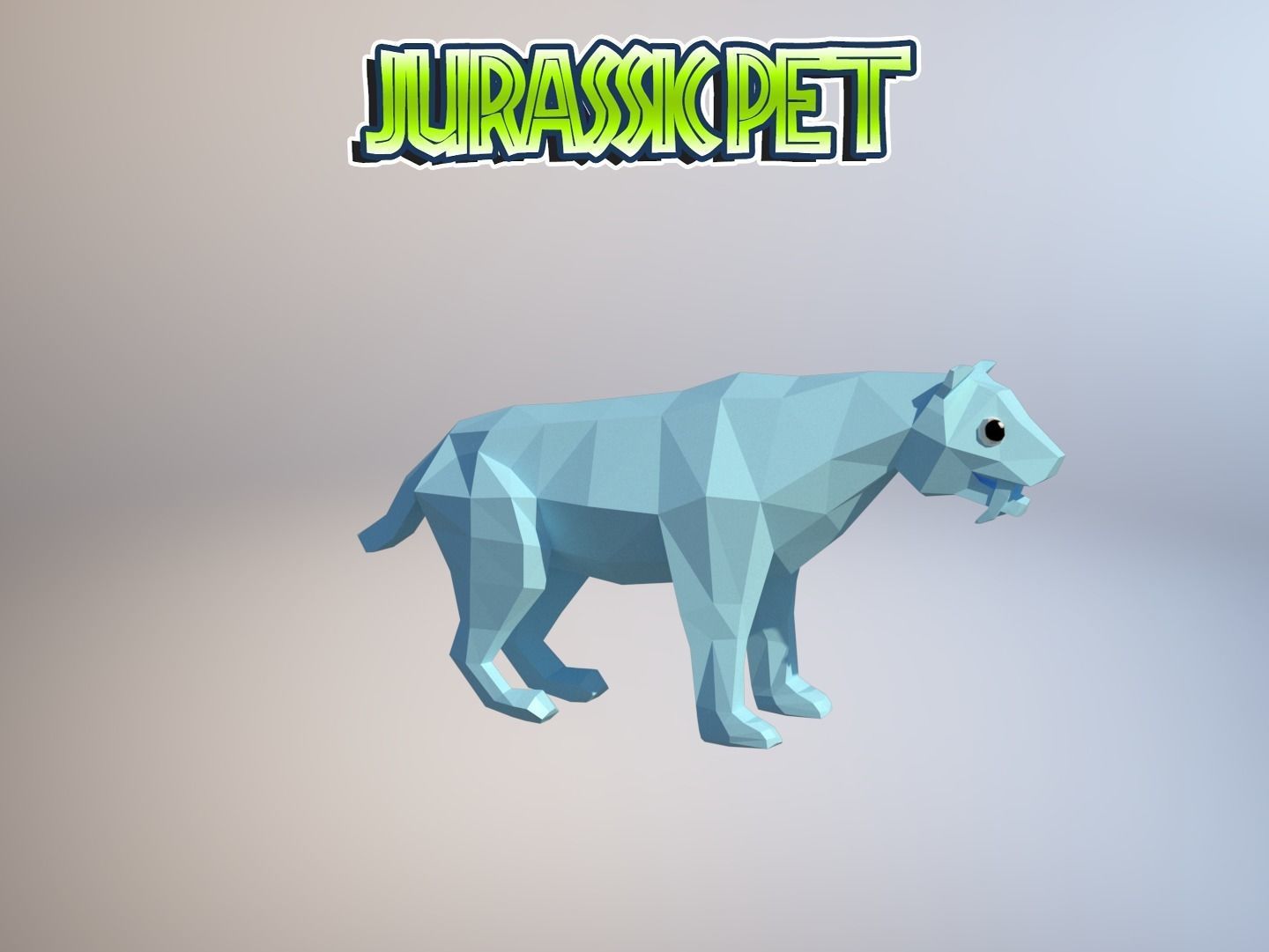 Saber toothed tiger Low-poly 3D model_22