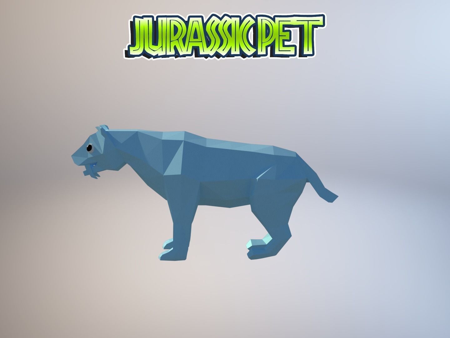 Saber toothed tiger Low-poly 3D model_5