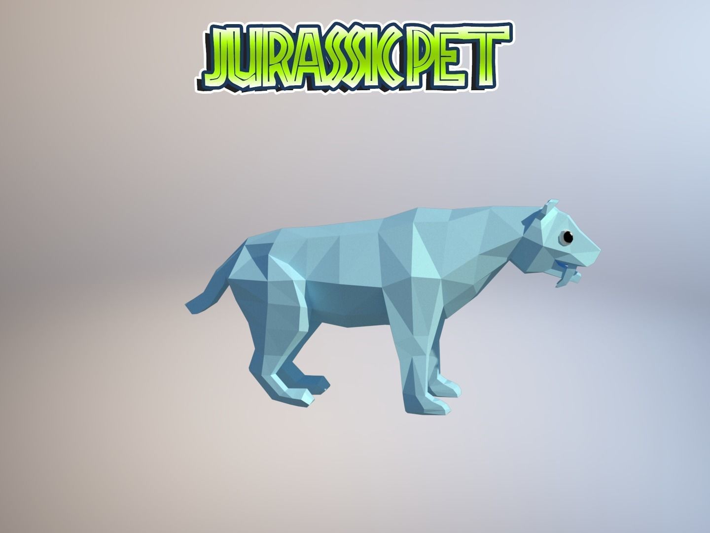 Saber toothed tiger Low-poly 3D model_21