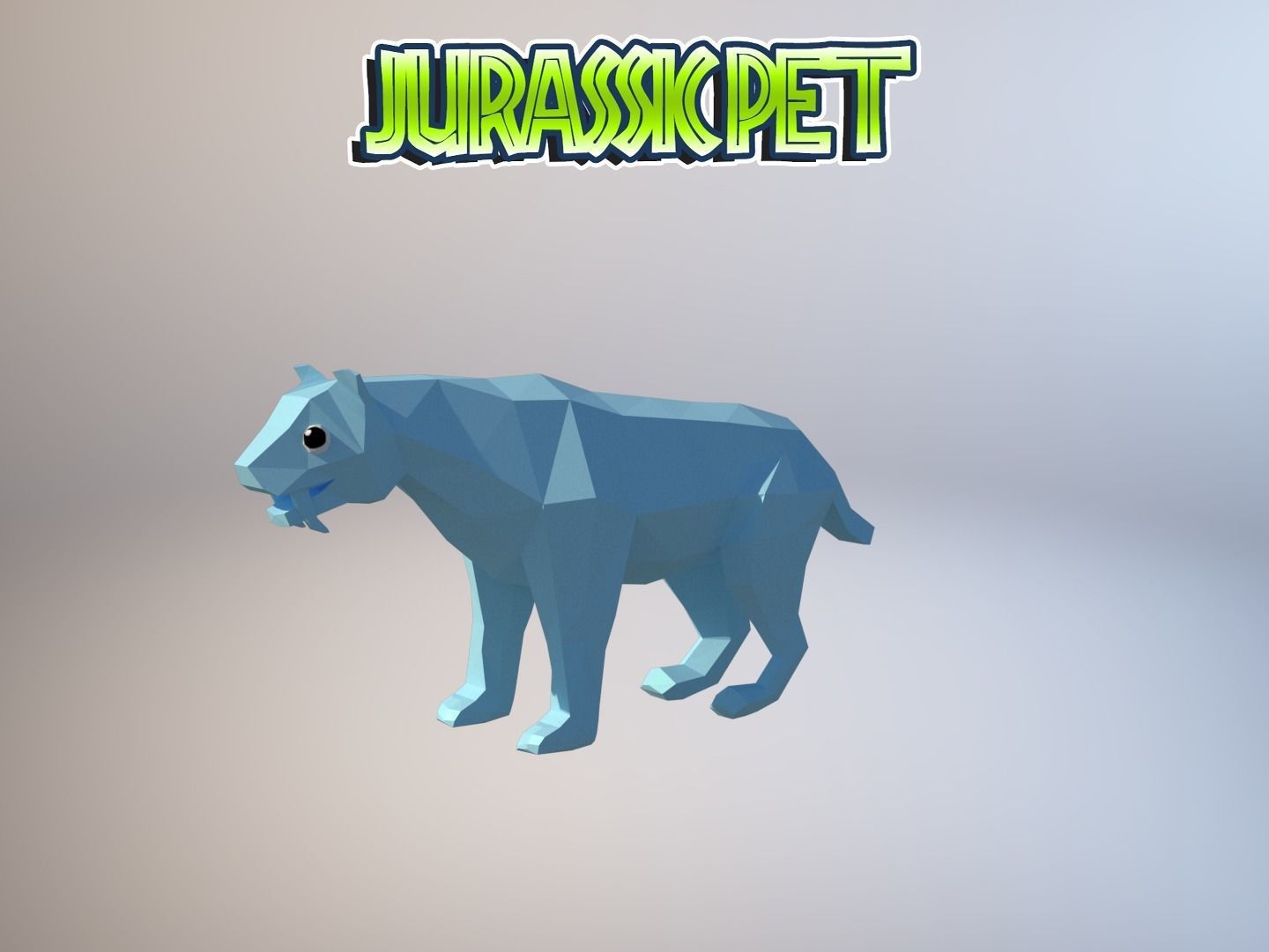 Saber toothed tiger Low-poly 3D model_32
