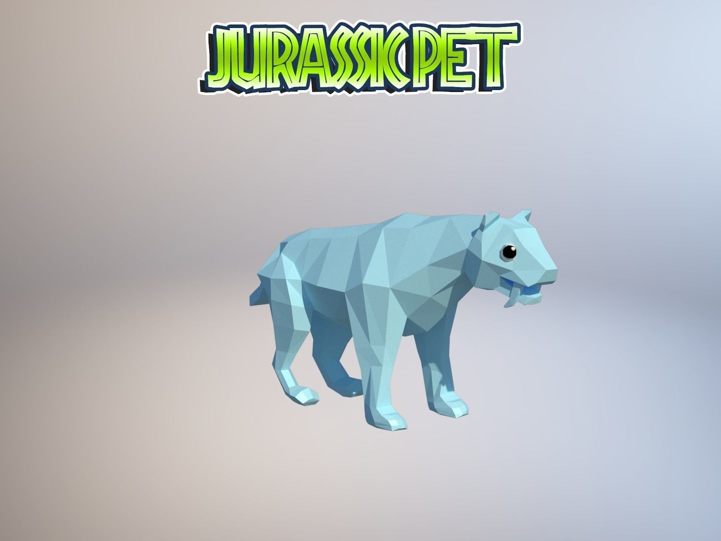 Saber toothed tiger Low-poly 3D model_24