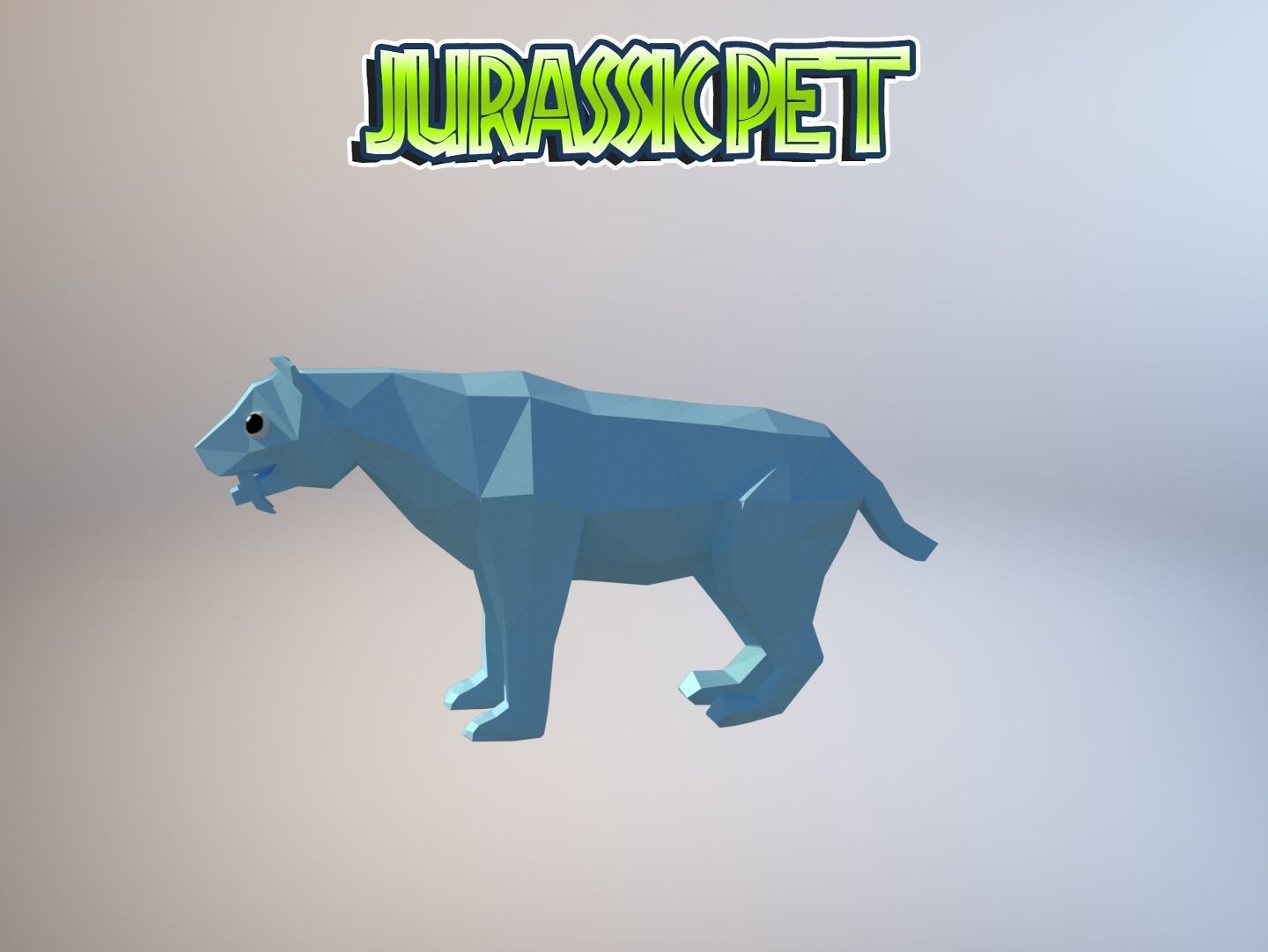 Saber toothed tiger Low-poly 3D model_34