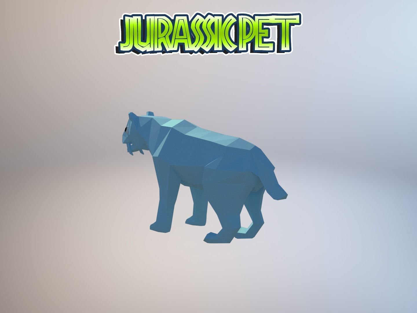 Saber toothed tiger Low-poly 3D model_9