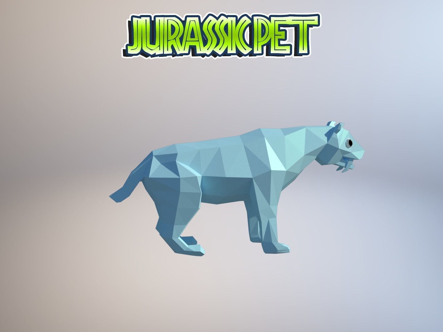 Saber toothed tiger Low-poly 3D model_19