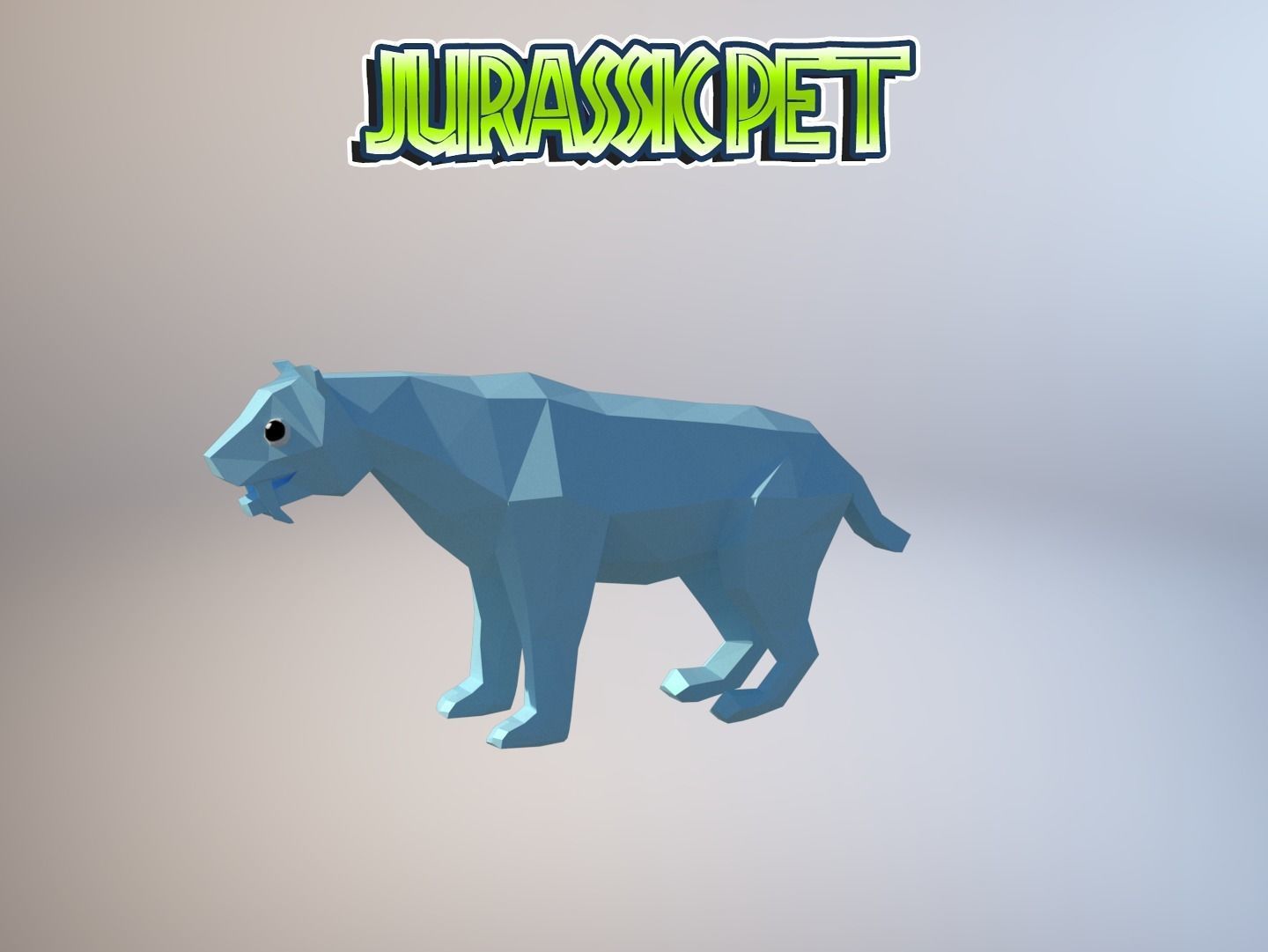 Saber toothed tiger Low-poly 3D model_33